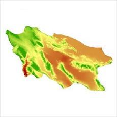 نقشه مدل رقومی ارتفاعی (DEM) شهرستان شیراز (واقع در استان فارس)